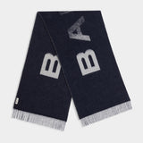 BALLY Logo 羊毛流蘇圍巾