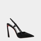 CHRISTIAN LOUBOUTIN 黑色麂皮細帶高跟鞋