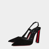 CHRISTIAN LOUBOUTIN 黑色麂皮細帶高跟鞋