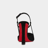 CHRISTIAN LOUBOUTIN 黑色麂皮細帶高跟鞋