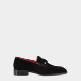 CHRISTIAN LOUBOUTIN 黑色絨面樂福鞋