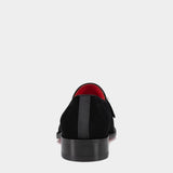 CHRISTIAN LOUBOUTIN 黑色絨面樂福鞋