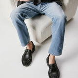 CHRISTIAN LOUBOUTIN 黑色小牛皮厚底樂福鞋
