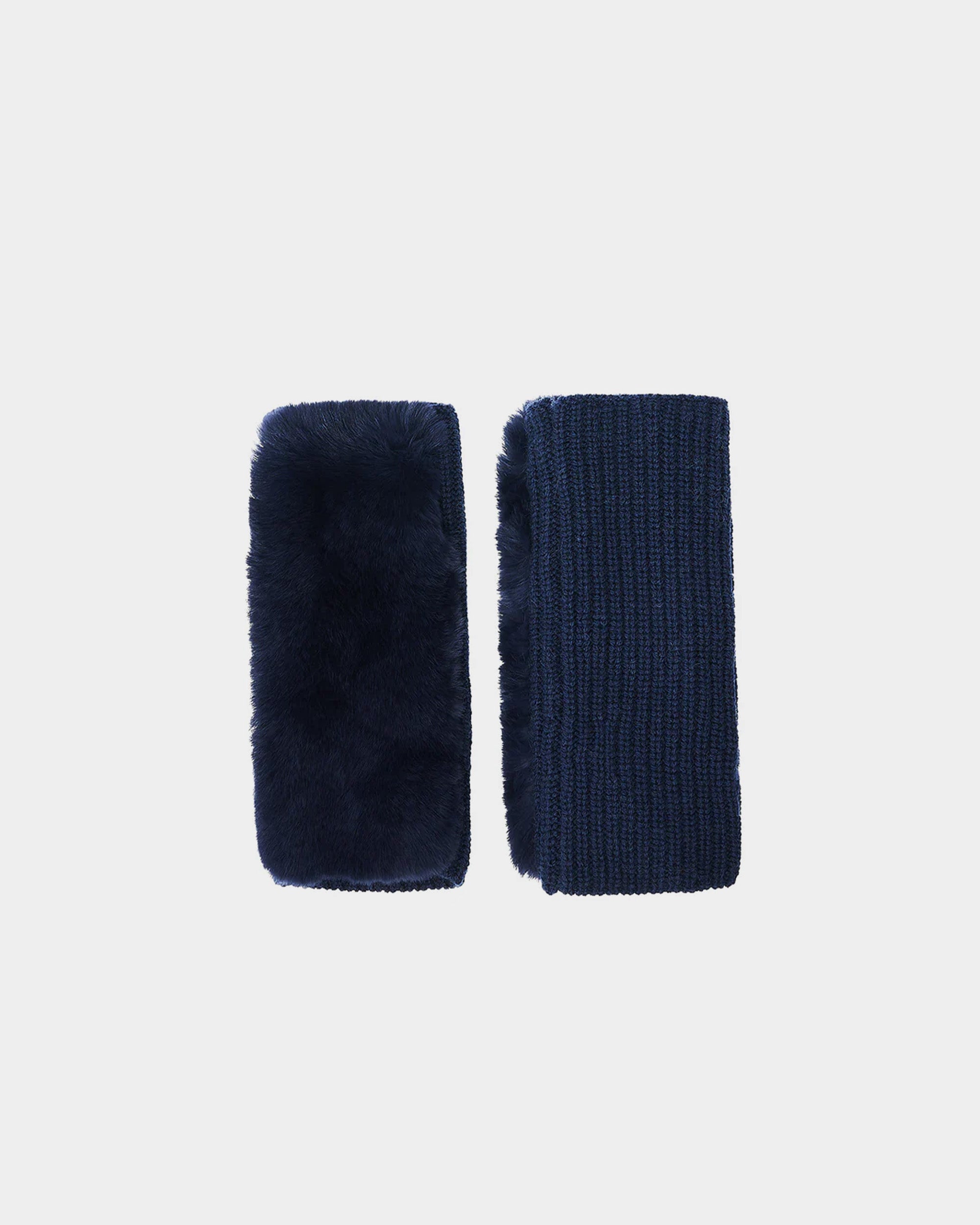 YVES SALOMON 皮草拼接無指手套