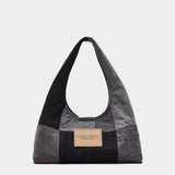 MARC JACOBS 黑色拼接丹寧 Sack 包