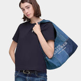 MARC JACOBS 藍色拼接丹寧 Sack 包