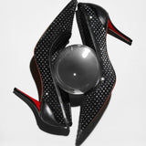 CHRISTIAN LOUBOUTIN 黑色透明水鑽高跟鞋