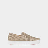 CHRISTIAN LOUBOUTIN 米色鉚釘厚底休閒鞋