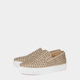 CHRISTIAN LOUBOUTIN 米色鉚釘厚底休閒鞋