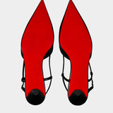 CHRISTIAN LOUBOUTIN 黑色低跟後繫帶鞋