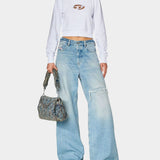 DIESEL 女款 Oval D 標誌短版大學T