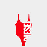DIESEL LOGO字母印花連身泳衣