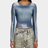 DIESEL T-BANES-NC-Q1 女款金屬光澤針織上衣