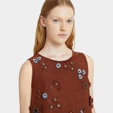 MARNI 無袖麂皮花朵洋裝