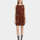 MARNI 無袖麂皮花朵洋裝