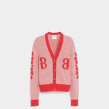 BARRIE 繡花V領滾邊針織外套