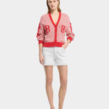 BARRIE 繡花V領滾邊針織外套