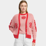 BARRIE 繡花V領滾邊針織外套