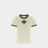 BARRIE 織紋滾邊短袖針衣