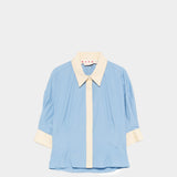 MARNI 翻領滾邊短袖襯衫