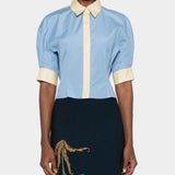 MARNI 翻領滾邊短袖襯衫