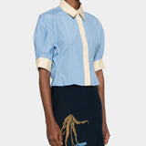 MARNI 翻領滾邊短袖襯衫