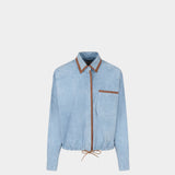 MARNI 皮革滾邊麂皮襯衫