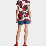 BALMAIN 復古紅玫瑰印花 T-Shirt