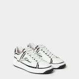 BALMAIN B‑Court 印花皮革運動鞋