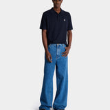 BALMAIN 小 PB 標誌棉絲混紡針織 Polo 衫