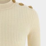 BALMAIN 金扣羅紋針織毛衣