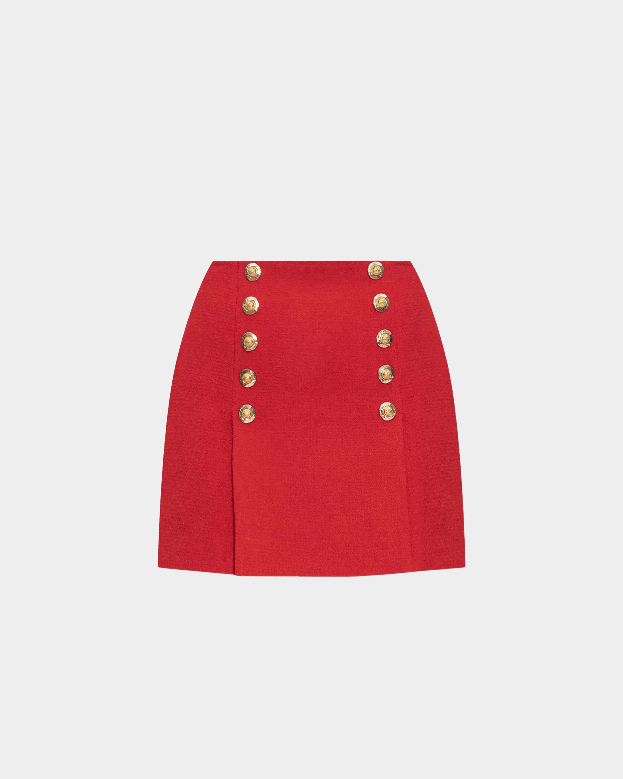 BALMAIN 羊毛金釦迷你裙