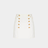 BALMAIN 金釦帆布迷你裙