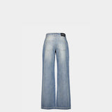 BALMAIN 菱格紋直筒牛仔褲
