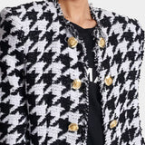 BALMAIN 黑白千鳥格經典金釦外套