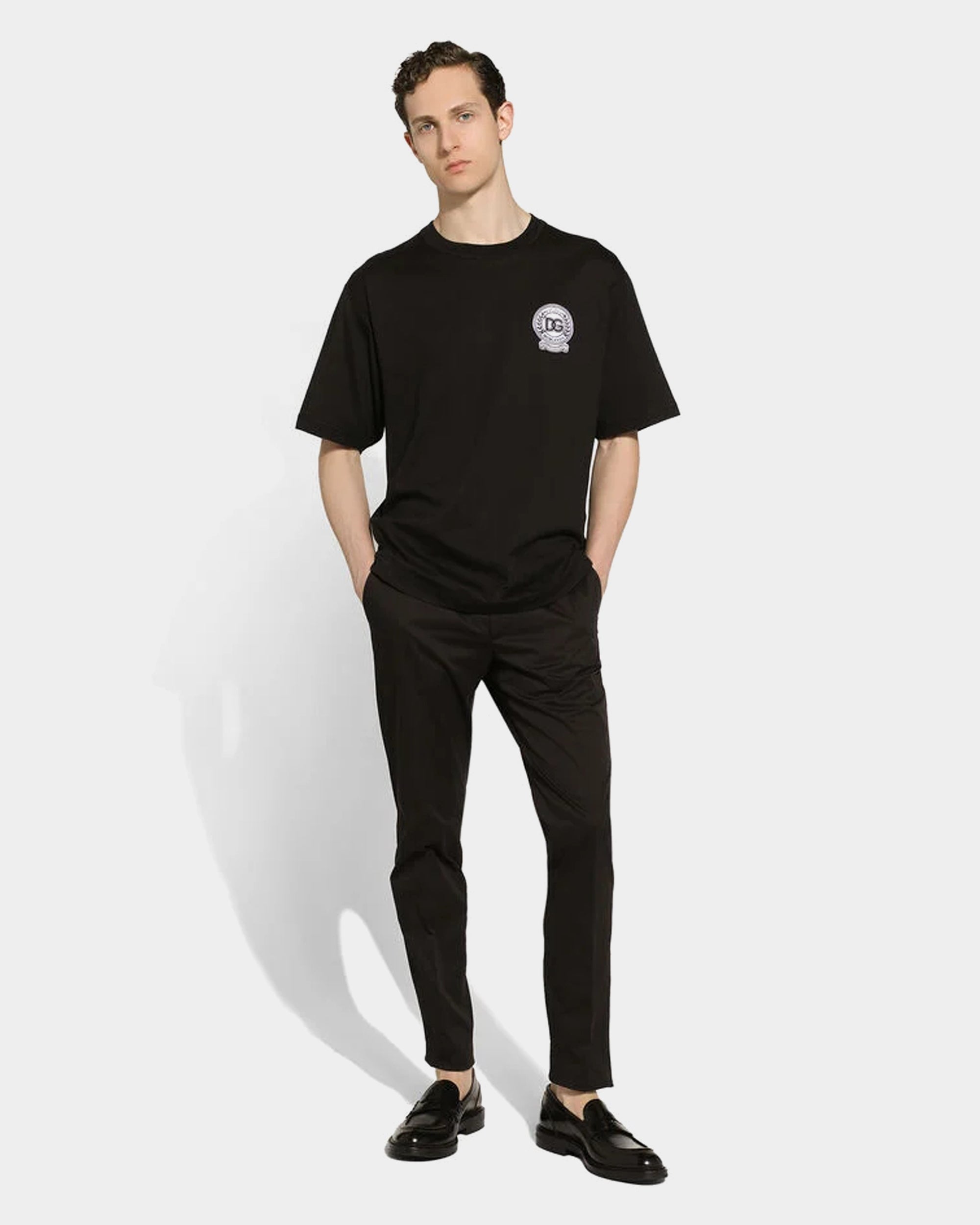 DOLCE&GABBANA  刺繡 LOGO 圖章 男款 T-shirt