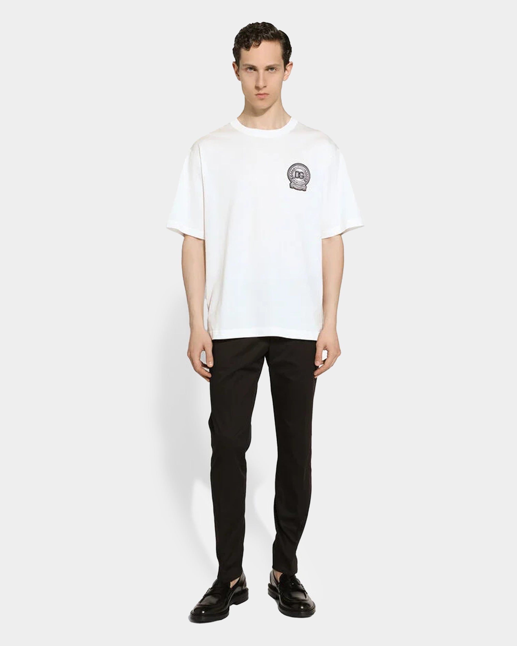 DOLCE&GABBANA  刺繡 LOGO 圖章 男款 T-shirt