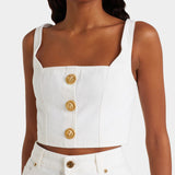 BALMAIN 丹寧鈕扣式胸衣