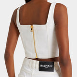 BALMAIN 丹寧鈕扣式胸衣