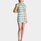 BALMAIN 短袖亮面輕量花呢拉鍊上衣