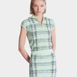 BALMAIN 短袖亮面輕量花呢拉鍊上衣