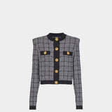 BALMAIN 圓領輕量花呢針織開襟衫