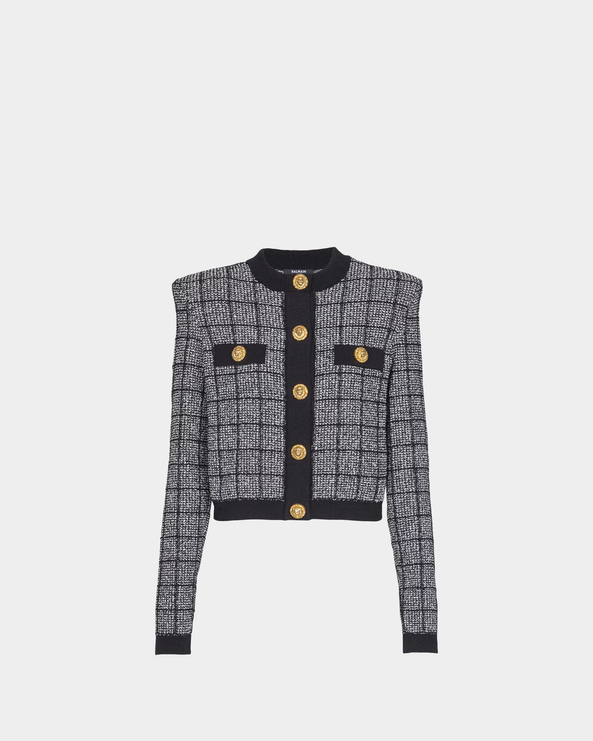 BALMAIN 圓領輕量花呢針織開襟衫