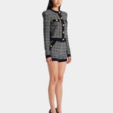 BALMAIN 圓領輕量花呢針織開襟衫