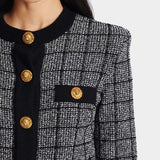 BALMAIN 圓領輕量花呢針織開襟衫