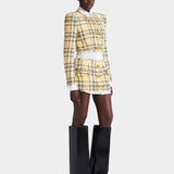 BALMAIN 亮蔥花呢鈕扣迷你裙