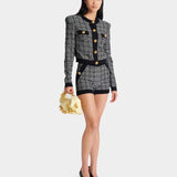 BALMAIN 鈕扣款輕量花呢針織短褲