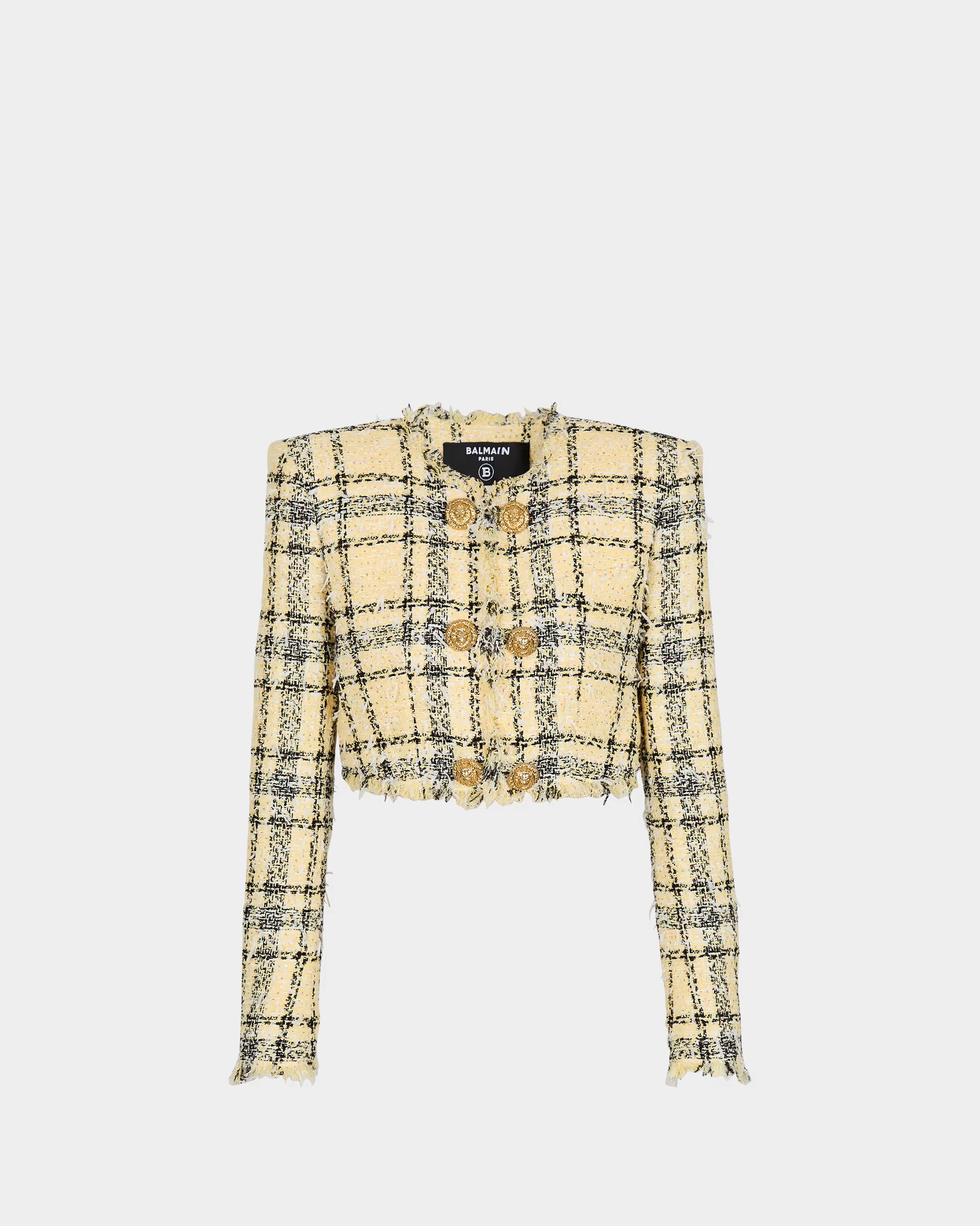 BALMAIN 亮蔥花呢短版外套