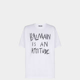 BALMAIN Attitude 標語短袖 T 恤