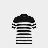 BALMAIN 條紋羅紋棉質針織 Polo 衫